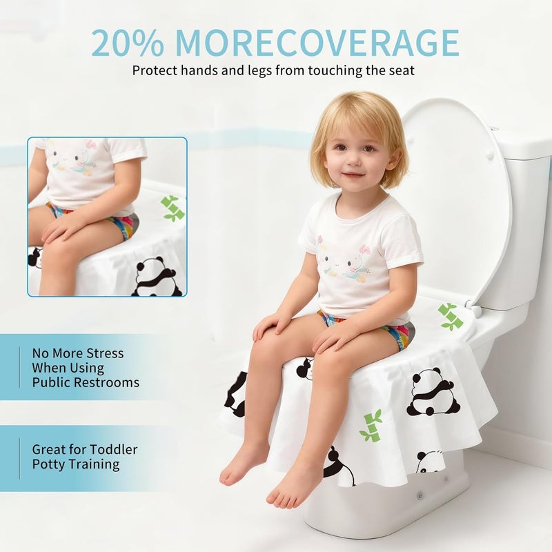 Caxlis 20 Pack Toilet Seat Covers Disposable, Waterproof, Ideal for Kids and Adults, Extra Large, Individually Wrapped, Toddlers Potty Training in Public Restrooms, Airplane, Trip - Panda Designs - Image 3